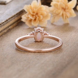 Oval Cut Opal Engagement Ring Diamond Rose Gold Three Stone - Etsy