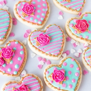 Elegant Valentine Heart Decorated Cookies Dairy-Free Gluten-Free