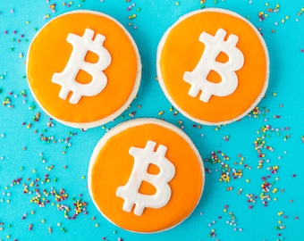 Met Bitcoin versierde koekjes Glutenvrij Zuivelvrij