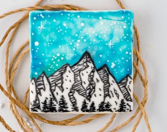 Handgeschilderde met Galaxy Mountain versierde koekjesset zuivelvrij Glutenvrij