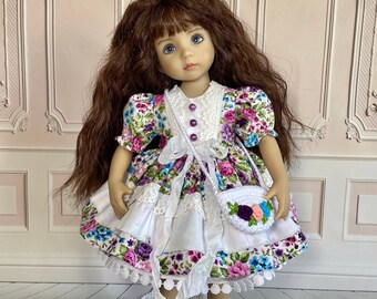 Little Darling Diana Effner doll clothes, Paola Reina outfit, dress, underskirt,and  knitted purse