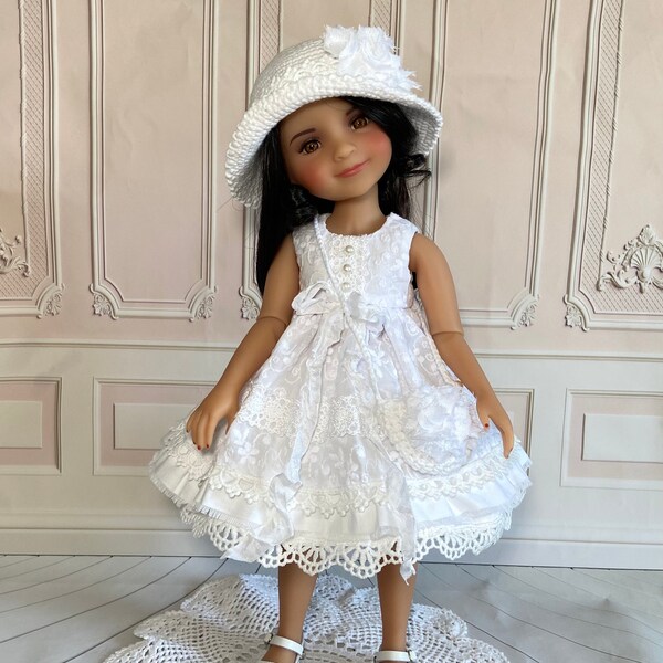 Ruby Red Fashion Friends doll 4 piece white outfit, doll clothes, RRFF dress, purse , underskirt, hat