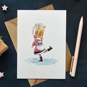 Weihnachtskarte für Männer: Santa / Nikolaus mit Bier