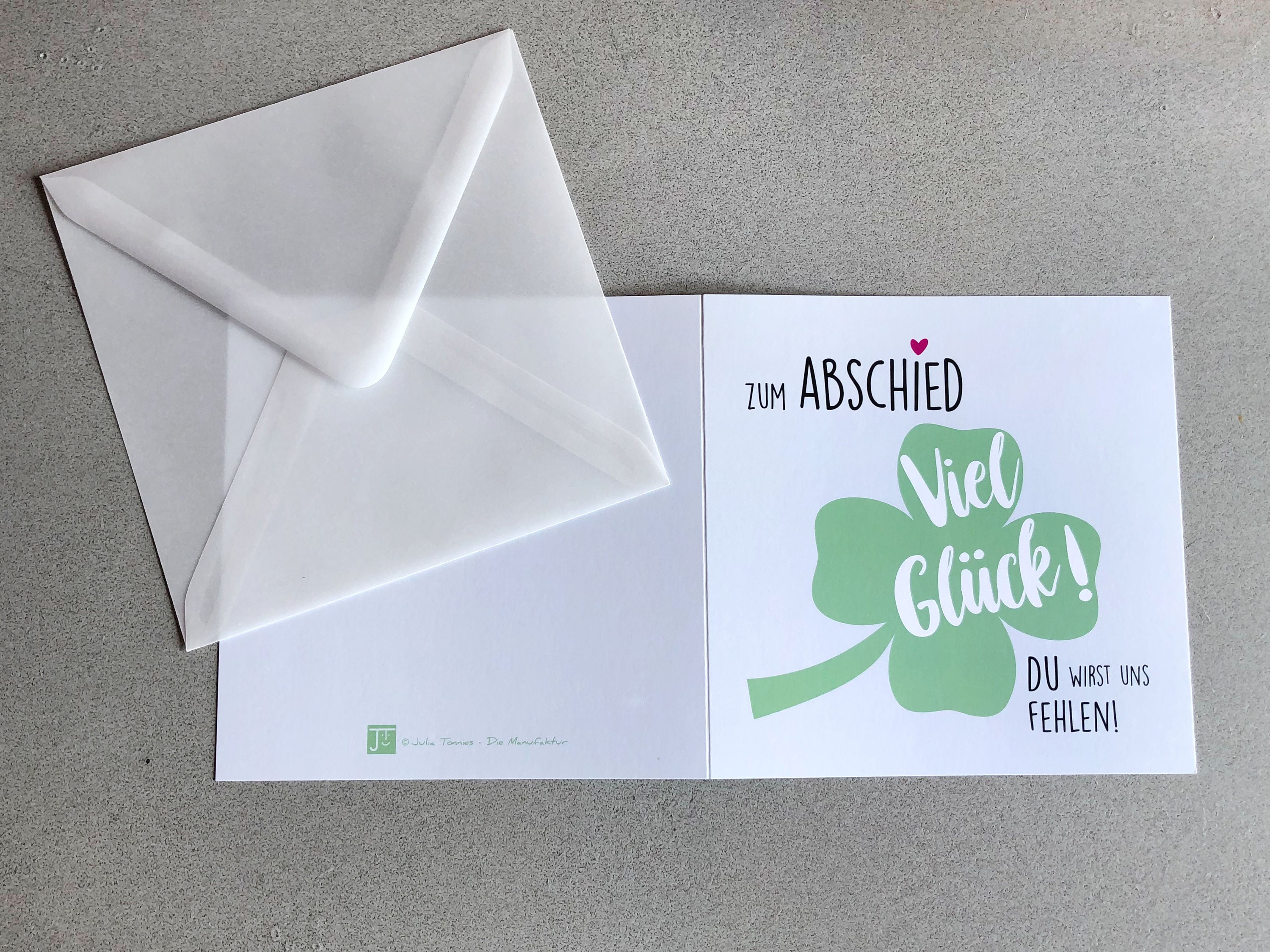 Karte Abschied Kollegin / Kollege "Viel Glück! Du wirst uns fehlen