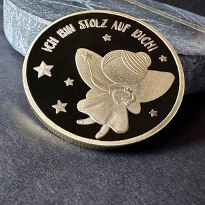 Tooth fairy surprise: Great coin in a velvet bag with a tooth fairy greeting image 2