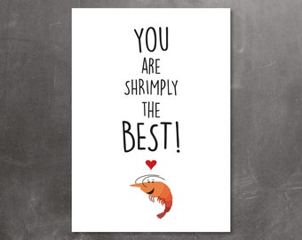 Postkarte "You are shrimply the best!", einfach mal "ich mag Dich" sagen!