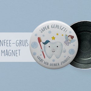 Gruß von der Zahnfee als Magnet für fleißige Zähneputzer