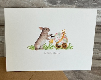 Sweet Easter card - bunny taps beer