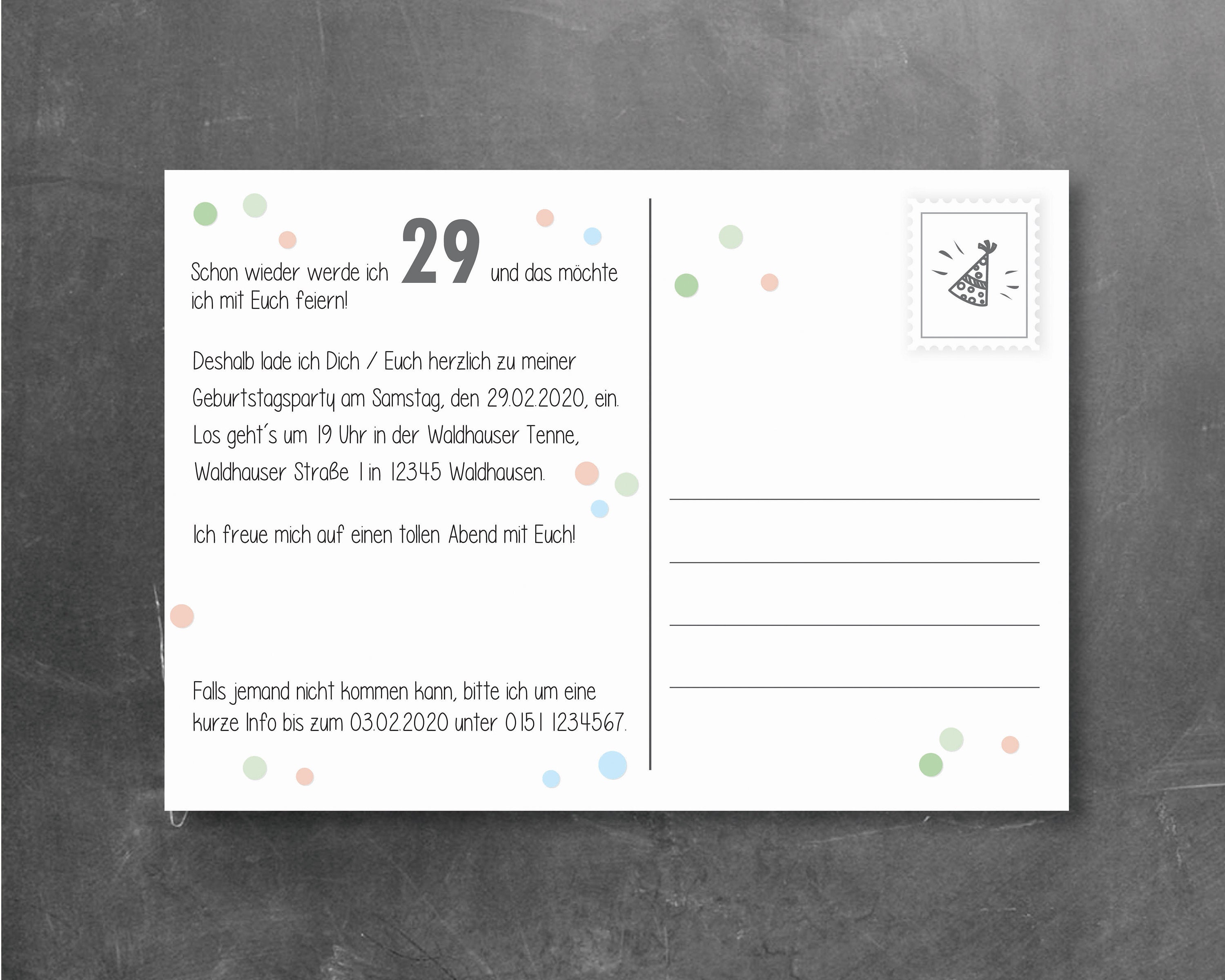 Einladung zum Geburtstag Schon wieder 29, Postkarte, Hirsch Etsy.de