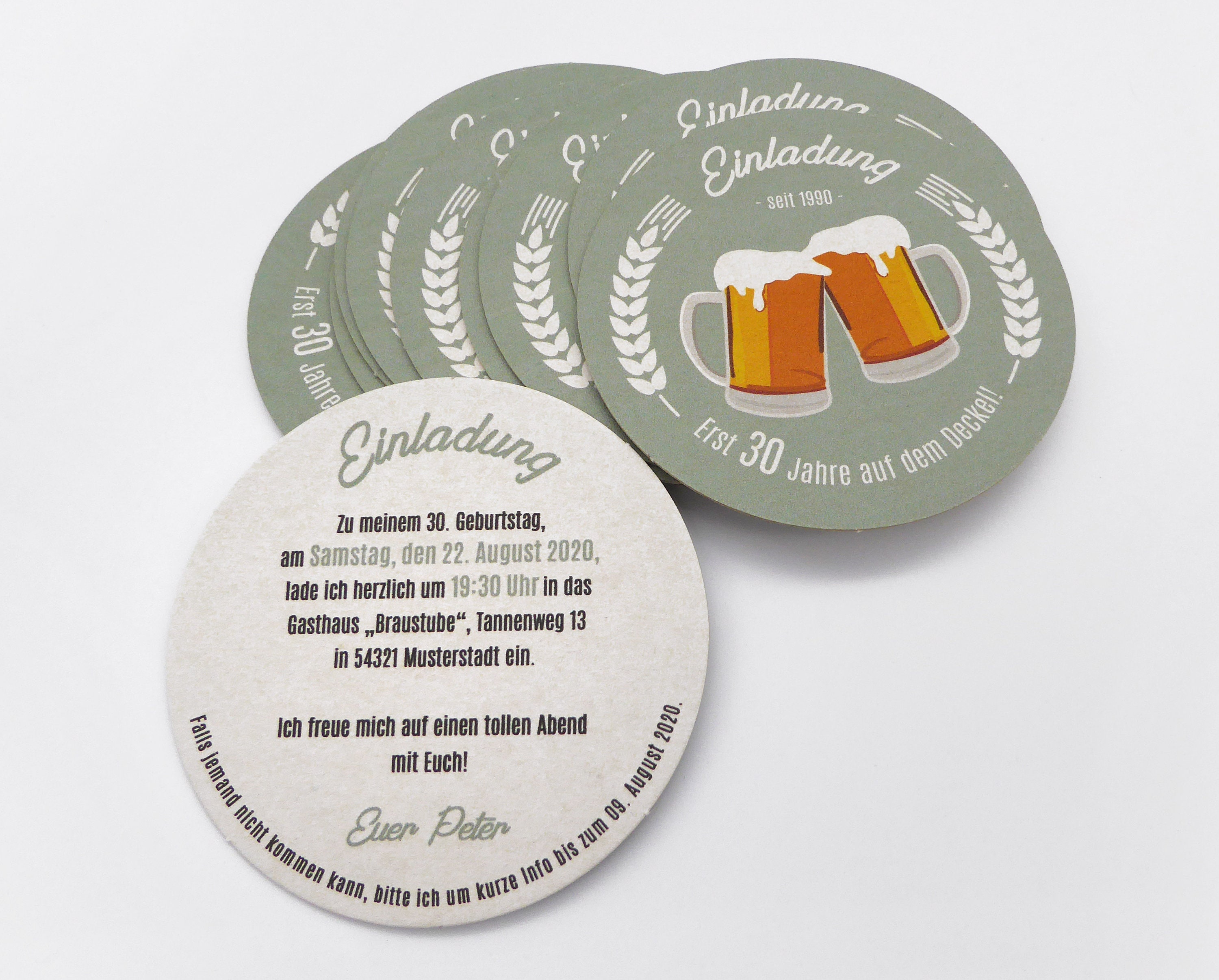 Einladung zum Geburtstag als Bierdeckel Erst XX Jahre Etsy