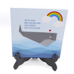 Carte de communion/baptême avec une baleine pliée à la main