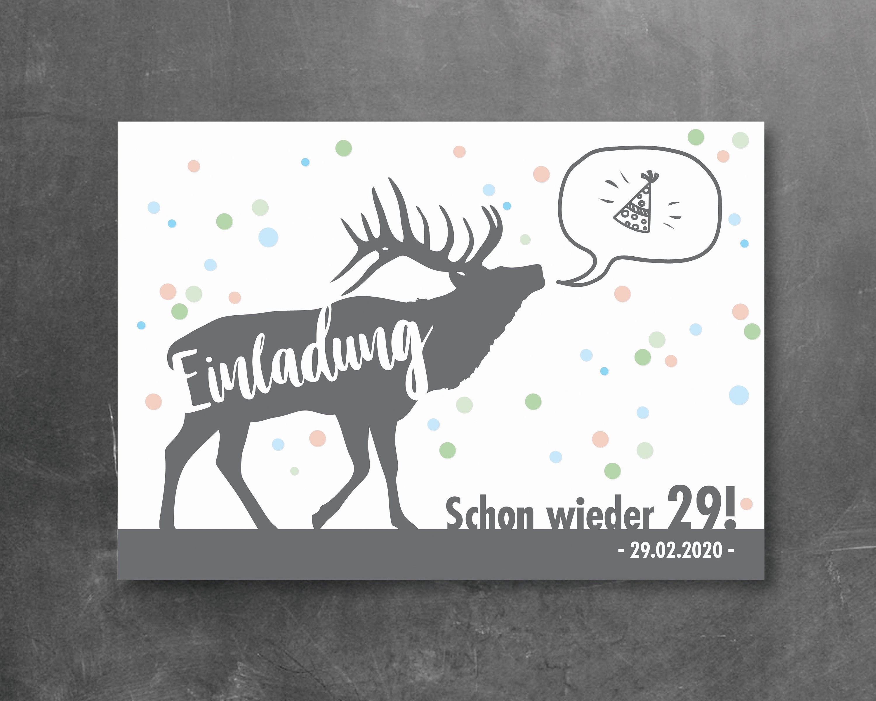 Einladung zum Geburtstag Schon wieder 29, Postkarte, Hirsch Etsy.de