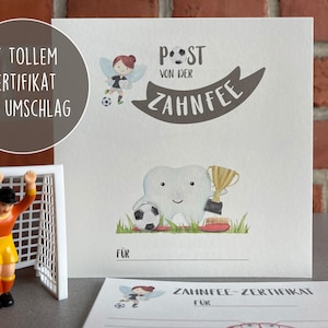Message de la Fée des Dents, Carte de Football avec Certificat / Calendrier des Dents + Enveloppe