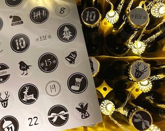 Bierkasten-Adventskalender, Adventskalenderzahlen DIY, silber/gold