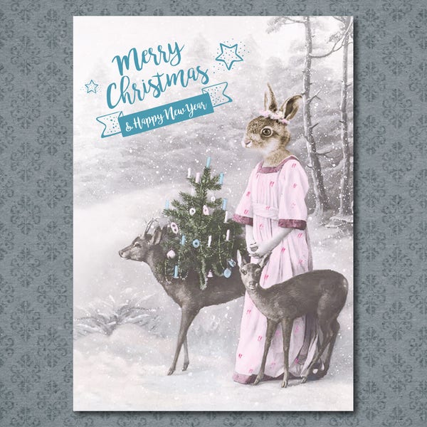 Postkarte "Merry Christmas" im Retro-Look