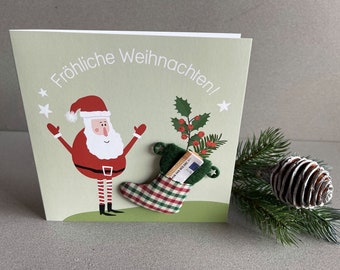 Weihnachtskarte als Geldgeschenk mit befüllbarem Stiefelchen