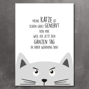 Drôle de salutation au bureau à domicile pour les fans de chats - Carte postale #stayhome #Aufmunterung