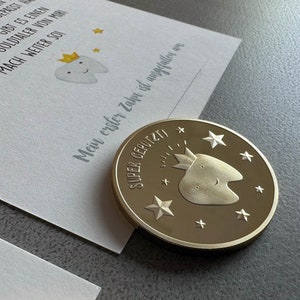 Tooth fairy surprise: Great coin in a velvet bag with a tooth fairy greeting image 3