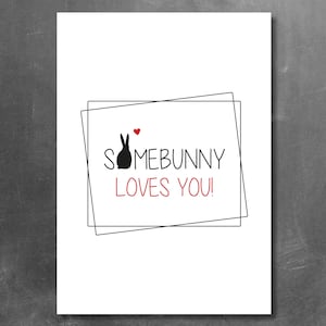 Postkartengruß Hase "Somebunny loves you!"