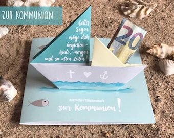 Carte de communion, cadeau en argent