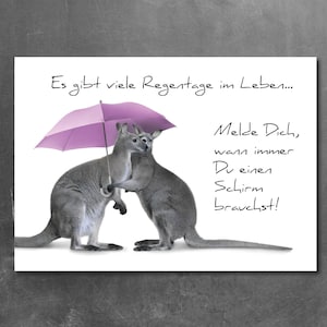 Süße Postkarte zur Aufmunterung "Es gibt viele Regentage im Leben..."