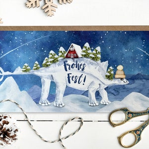 Süße Weihnachtskarte mit Dinosaurier / Stegosaurus