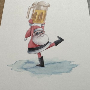 Lustige Weihnachtskarte Für Männer – Santa Mit Bierglas (DIN A6, Inkl. Umschlag)