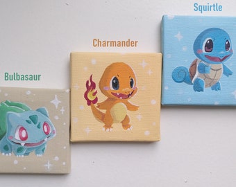 Pokemon Painting  - Kanto starters (Bulbasaur, charmander, squirtle)
