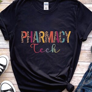 Pharmacy tech shirt, leopard print pharmacy technician shirt, new job gift for pharmacy tech, pharmacy week, pharmacy graduation tee