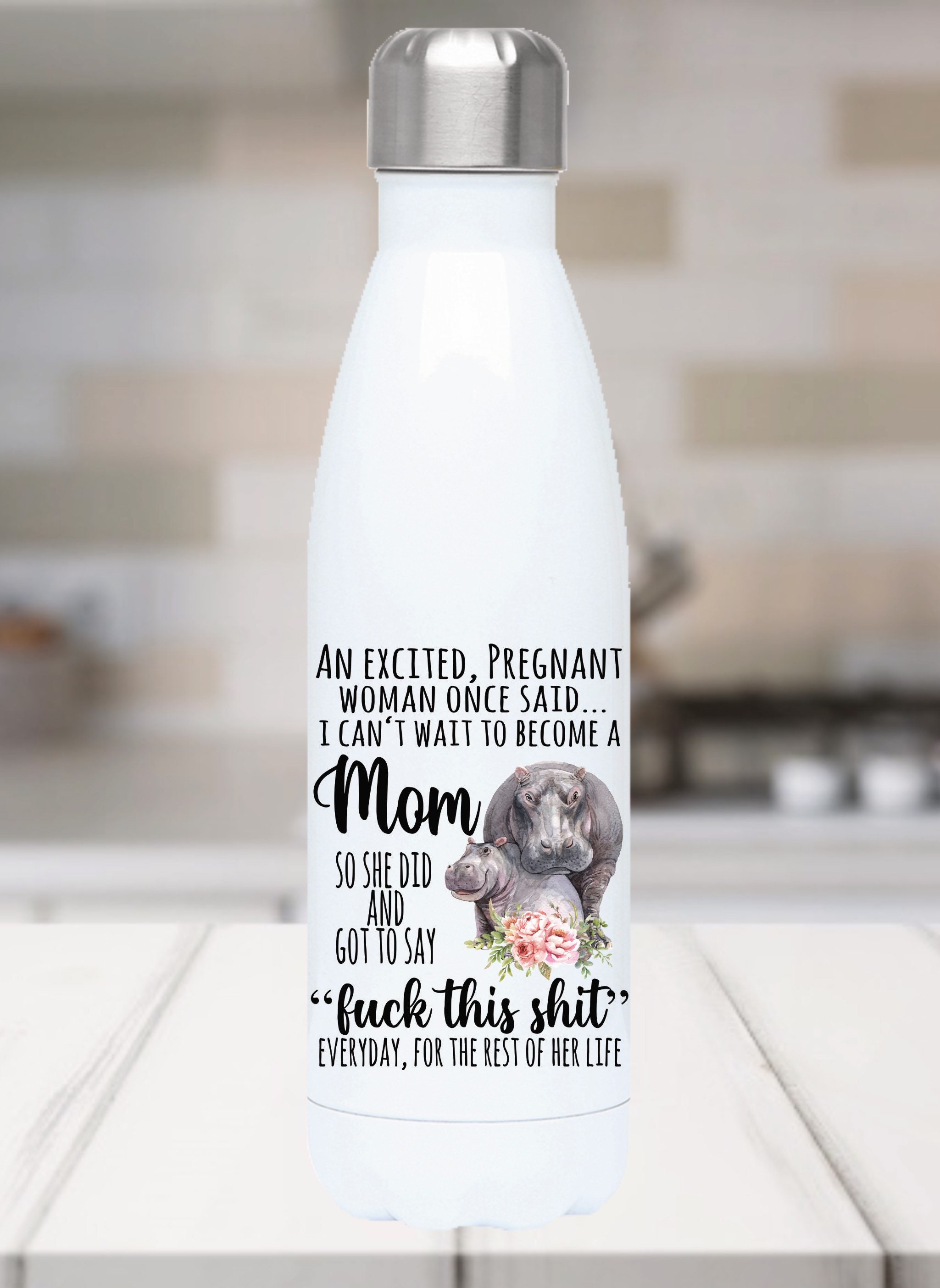 Funny pregnant mom water bottle funny baby shower gift funny Etsy