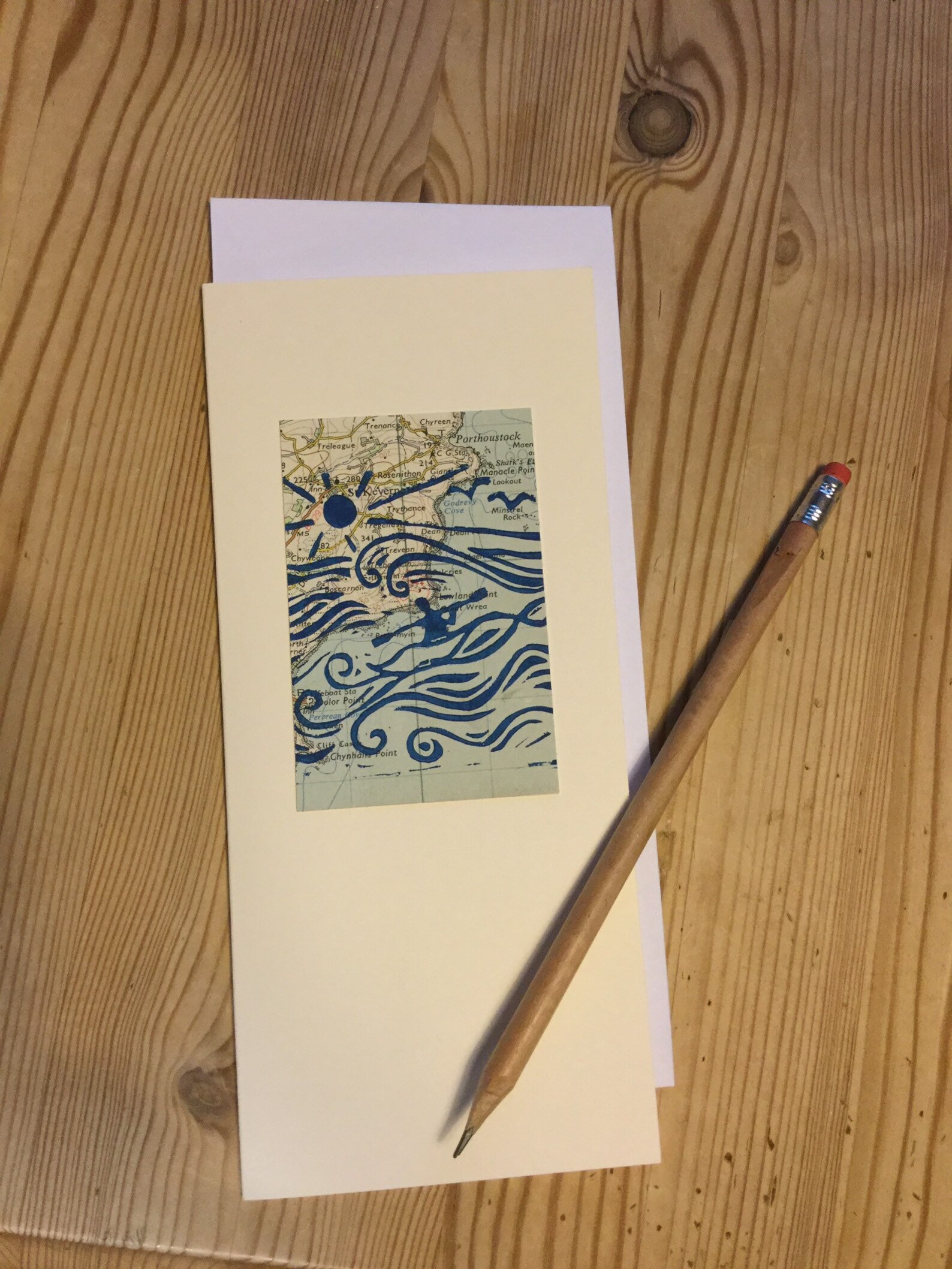 Lino print greetings card Etsy