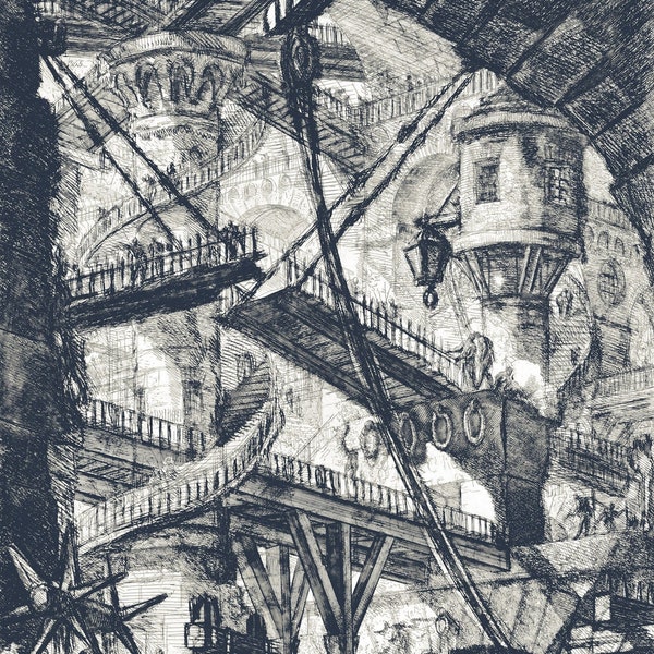 The drawbridge - plate VII - Giovanni Battista Piranesi, Carceri d'invenzione or Imaginary Prisons, 1761 etching - Fine art print