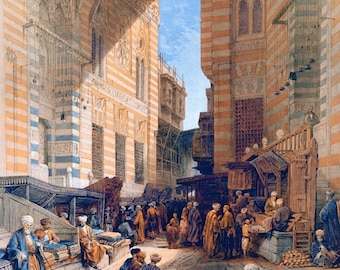 Cairo Bazaar-tryck: David Roberts egyptisk skissbokskonst