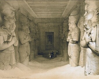 Aboo Simbel Egyptisk tryck skissbok teckning utforskning reslust stor poster väggkonst