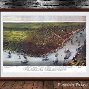 Mappa di NEW ORLEANS, LOUISIANA, vista dall'alto, decorazione murale
