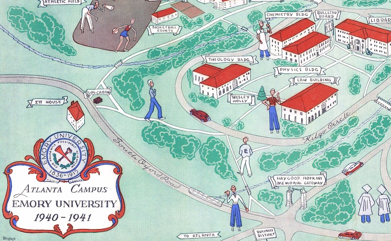 EMORY University Map ATLANTA GEORGIA Vintage Wall Art Campus - Etsy