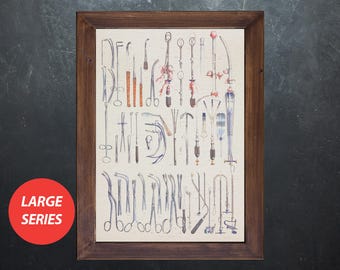 Vintage Surgical Tool Anatomy Art Print: Medical Office Decor