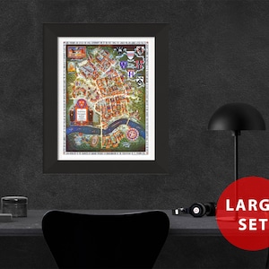 Mappa di HARVARD University campus di arte di MASSACHUSETTS parete dell'annata
