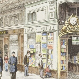 Paris wall art LIBRAIRIE lithograph french antique