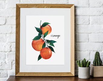 Orange Print / Botanical Print Set / Botanical Print / Watercolor Artwork / Essential Oil Art / Foliage Wall Art / Orange Illustration