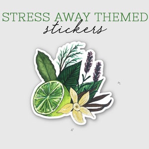 Botanical Art Sticker, Stress Away Essential Oil Watercolor Sticker, Young Living, Design, Artwork, Gift image 5