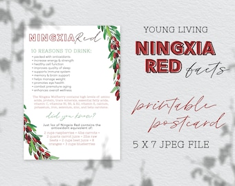 Ningxia Red Facts Printable 5x7 Postcard, Digital Instant Download, Business Resource, Young Living Essential Oils, Print, Cards, Mail Out