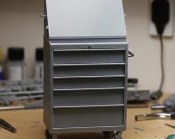 Scale Stacked Rolling Toolbox with angle cabinet — Miniature Model Resin 3D Printed