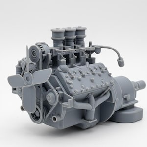 Motor Flathead V8 a escala 1:24: maqueta de resina impresa en 3D