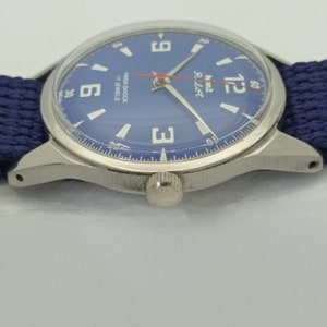 Genuine Vintage Hmt pilot winding indian mens mechanical blue dial watch 007-a412761-1 image 5