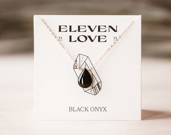 BLACK ONYX Necklace - 14K Gold filled Minimalist necklace - Protection, Strength and Stamina