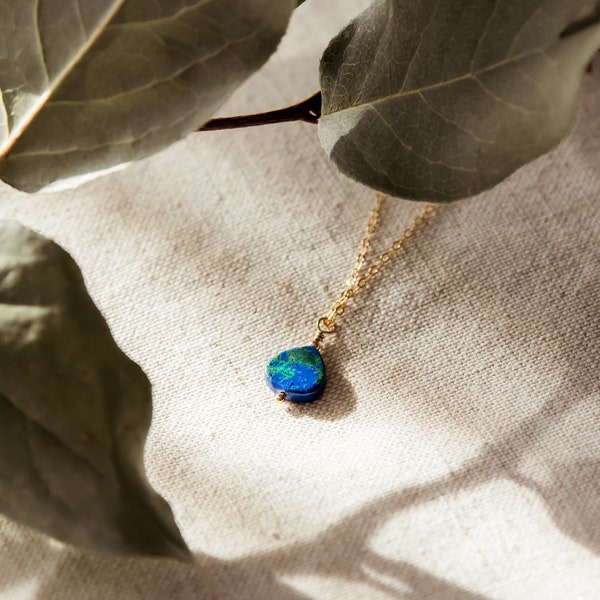 AZURITE Gold Necklace - 14K Gold filled Minimalist necklace - Stone of Heaven