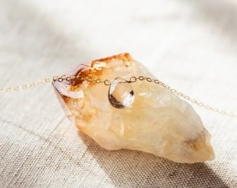 SMOKY QUARTZ Gold Necklace - 14K Gold filled Minimalist crystal necklace - stone of protection and grounding