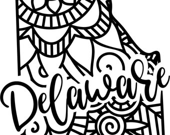 Delaware state shape mandala zentangle counted cross stitch pattern digital pdf