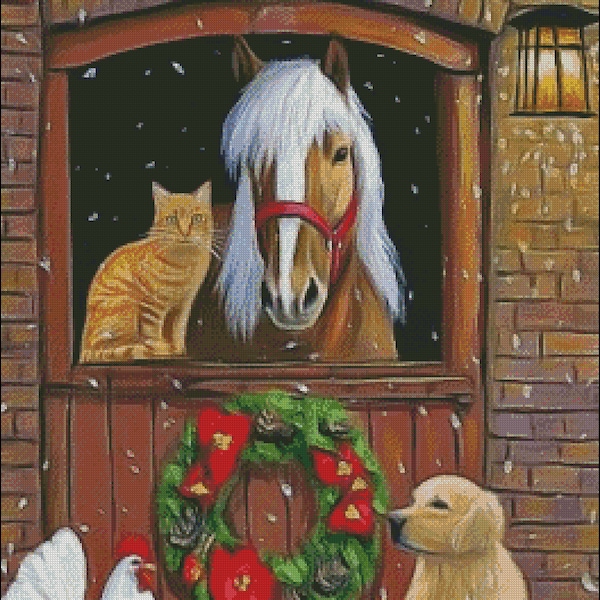 Haflinger cheval écurie chien chat coq pays noël point de croix compté grille PDF